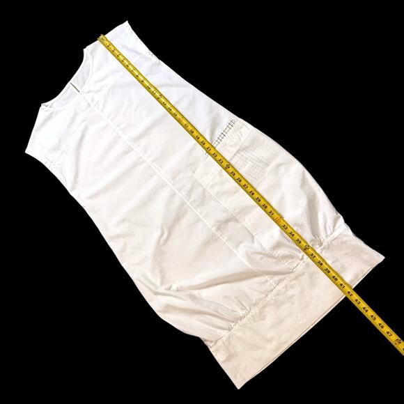 Nicobar Womens White Cotton Casual Midi Dress Small Apron Lagen Relaxed Utility - Picture 7 of 16